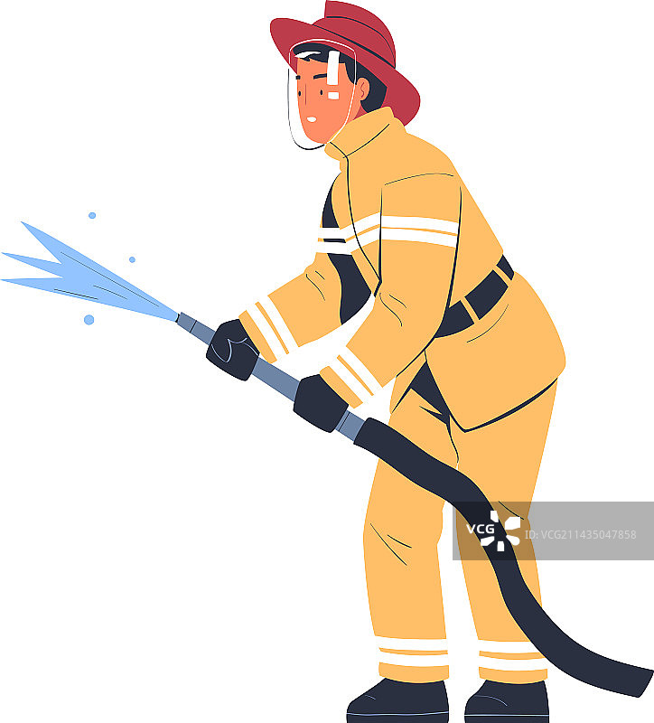 专业消防员用水带喷水图片素材