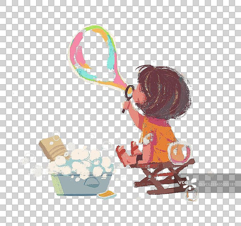 吹泡泡的小女孩图片素材