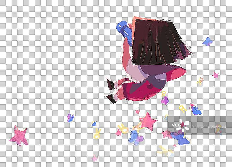 看望远镜的小女孩图片素材