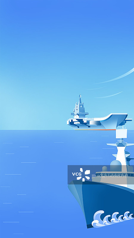 海上插画背景，航空母舰舰载机轮船插画元素，海军日海军节国庆节五一劳动节春节建军节插画元素图片素材