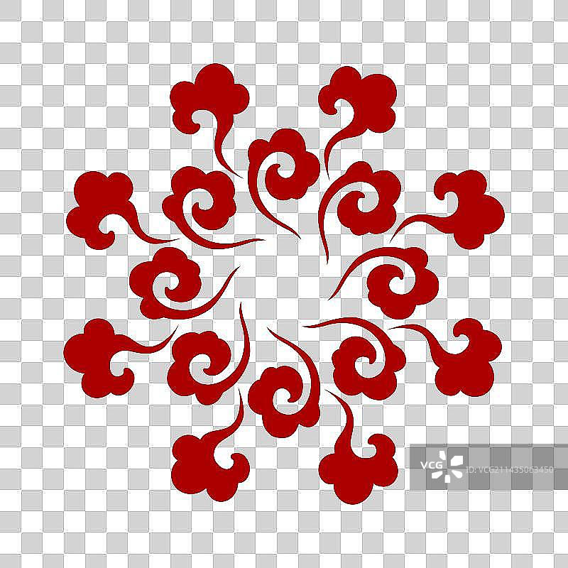红色圆形祥云图案图片素材