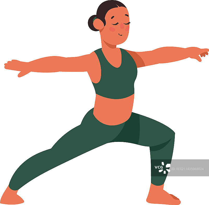 摆出战士瑜伽姿势的女人图片素材