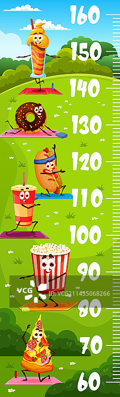 儿童身高测量尺，快餐瑜伽人物图片素材