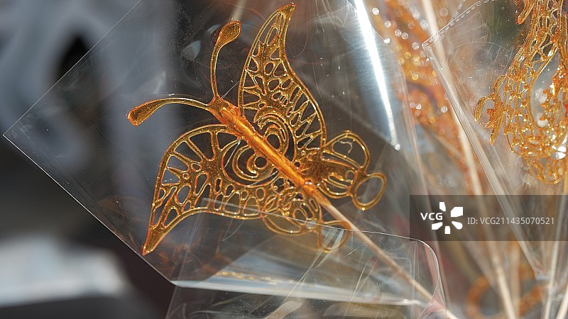 糖画蝴蝶正面特写图片素材