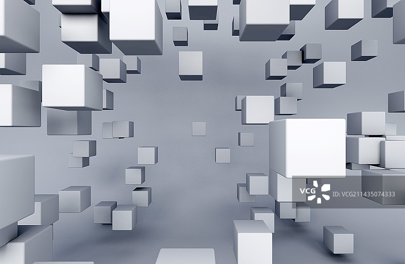 多个悬空的立方体图片素材