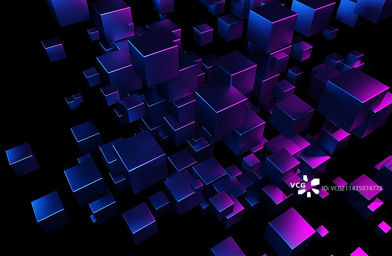 多个分散的立方体图片素材