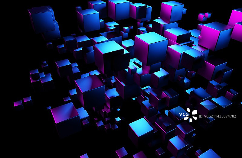 多个分散的立方体图片素材