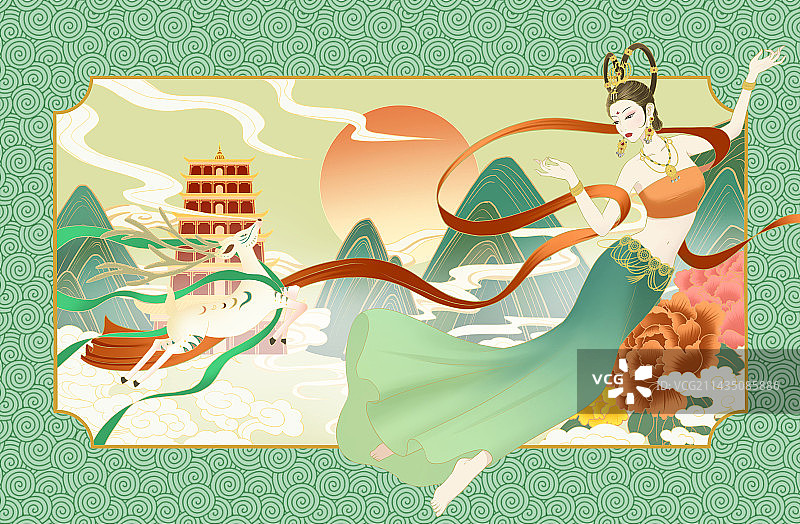 敦煌插画图片素材