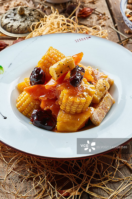 拔丝农家乐 玉米 蜜枣 南瓜 山药 芋头图片素材