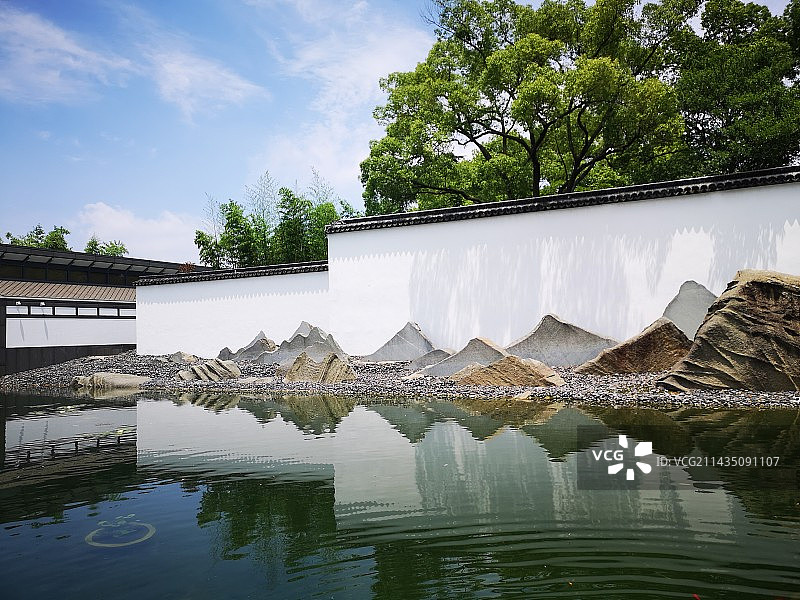 苏州博物馆山水墙图片素材