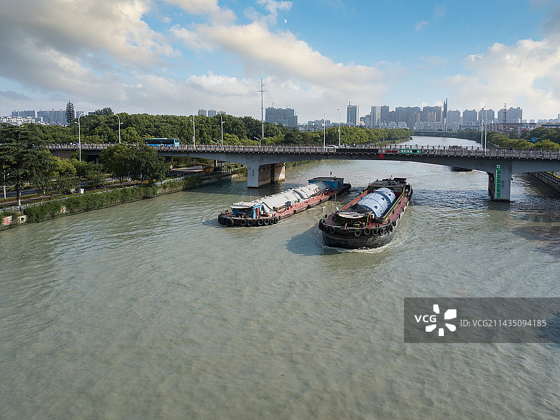 无人机航拍无锡京杭大运河图片素材