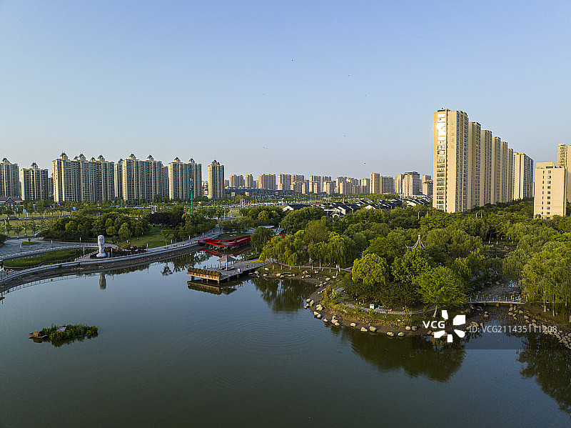 航拍江苏省宿迁市苏州公园图片素材