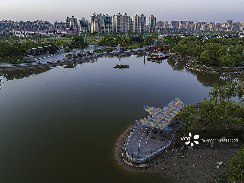 航拍江苏省宿迁市苏州公园图片素材