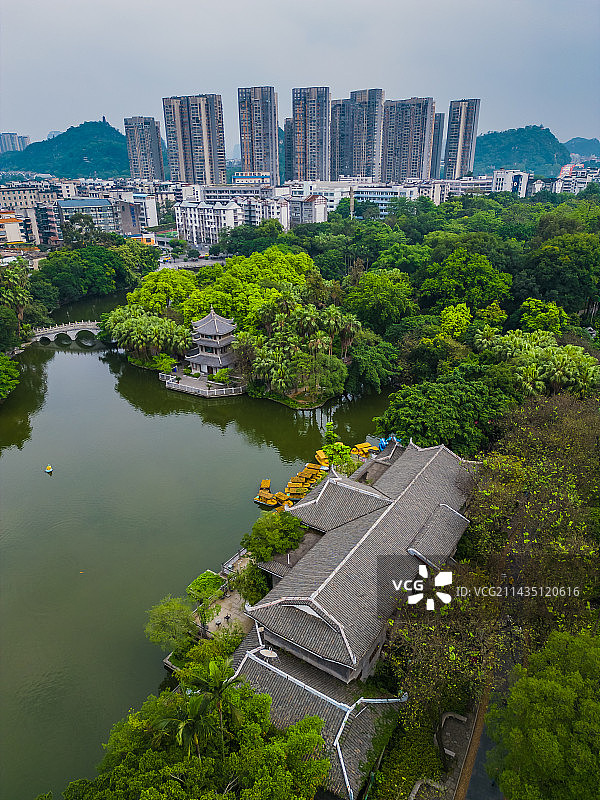 柳州城中区航拍柳侯公园图片素材