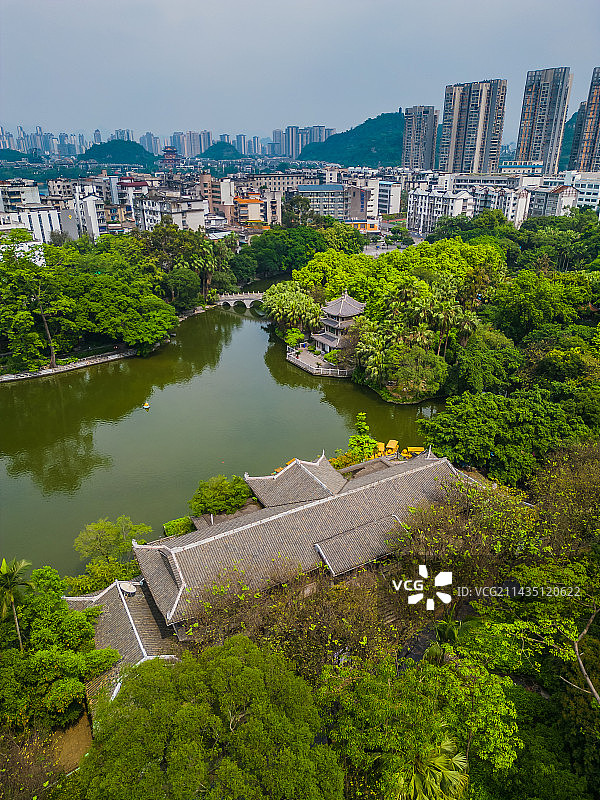 柳州城中区航拍柳侯公园图片素材