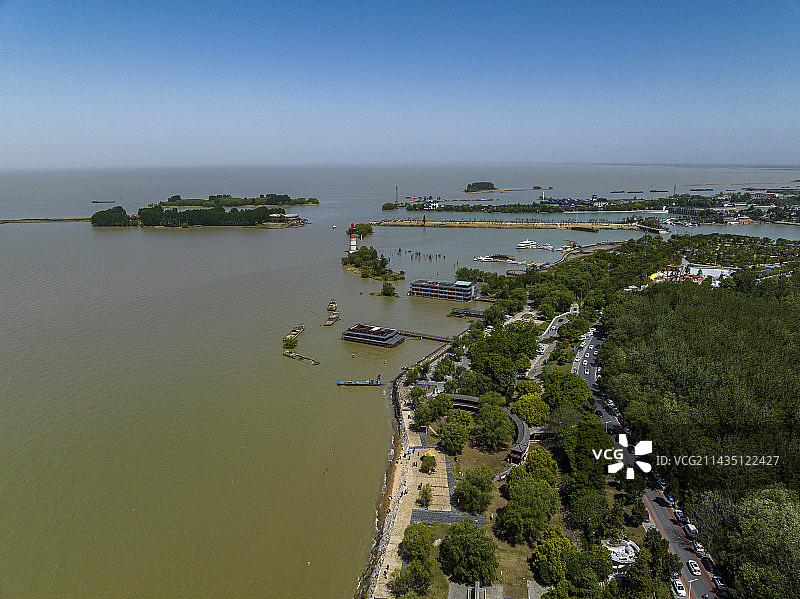航拍江苏省淮安市洪泽湖古堰景区风光图片素材