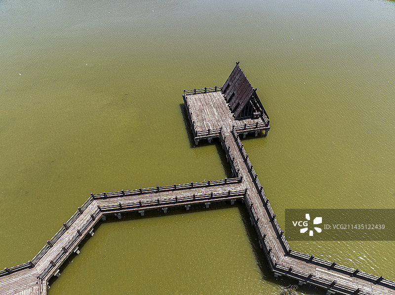 航拍江苏省淮安市洪泽湖古堰景区风光图片素材