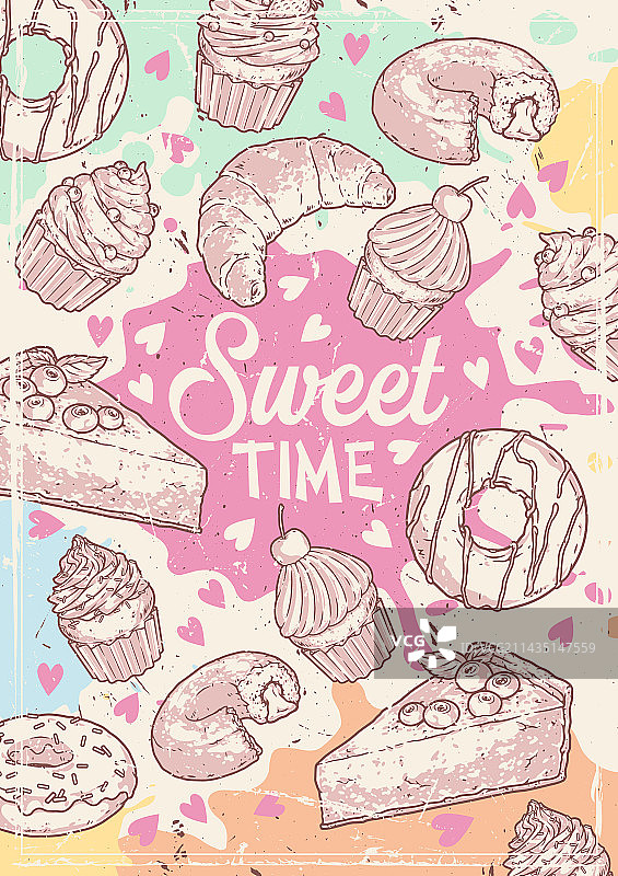 甜美时光复古风宣传单图片素材