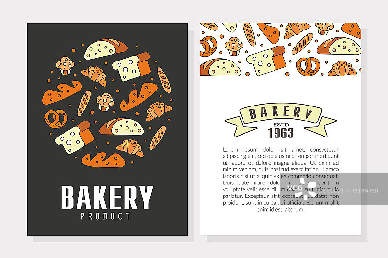 新鲜面包和烘焙产品宣传单图片素材