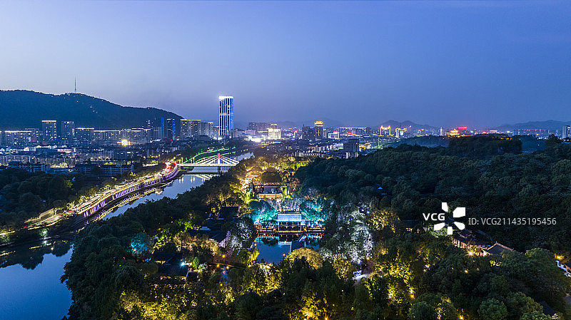 诸暨市西施故里夜景图片素材