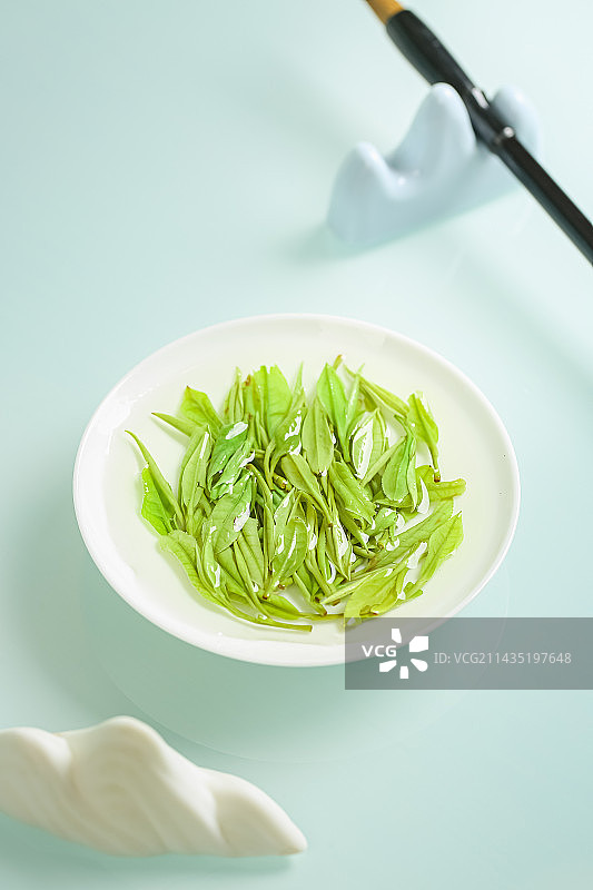安吉白茶冲泡图片素材