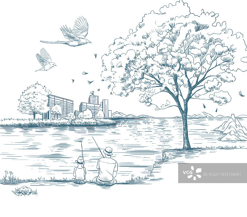 线描风景图片素材