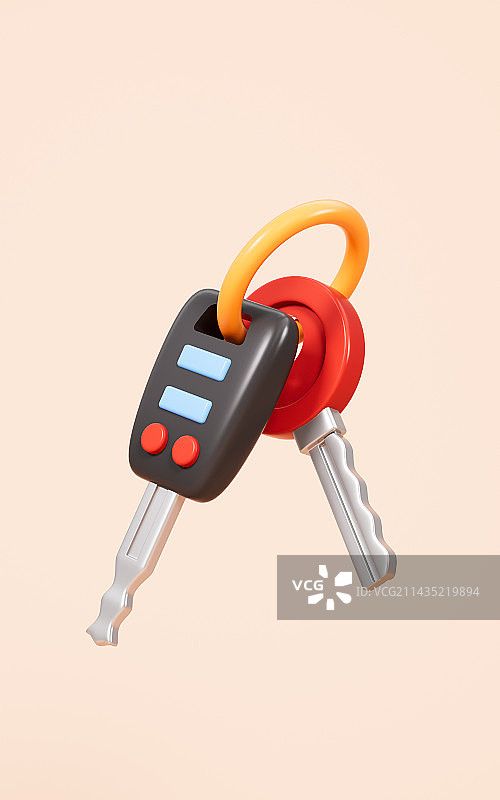 卡通钥匙串模型3D渲染图片素材