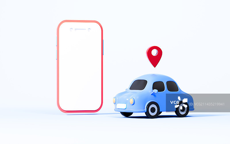 卡通手机与汽车3D渲染图片素材
