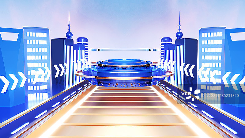 橙色光感酷炫3D立体促销场景图片素材