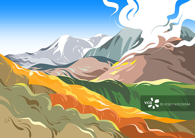 插画春日山野图片素材