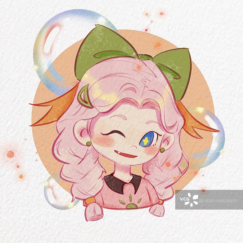 眨眼少女图片素材