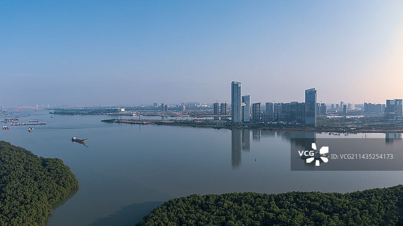 航拍南沙明珠湾灵山岛图片素材