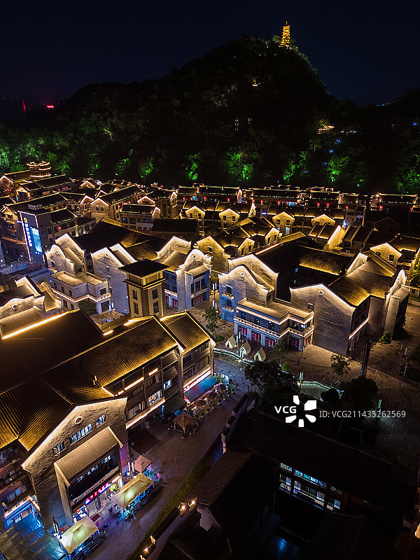 广西柳州航拍窑埠古镇夜景图片素材