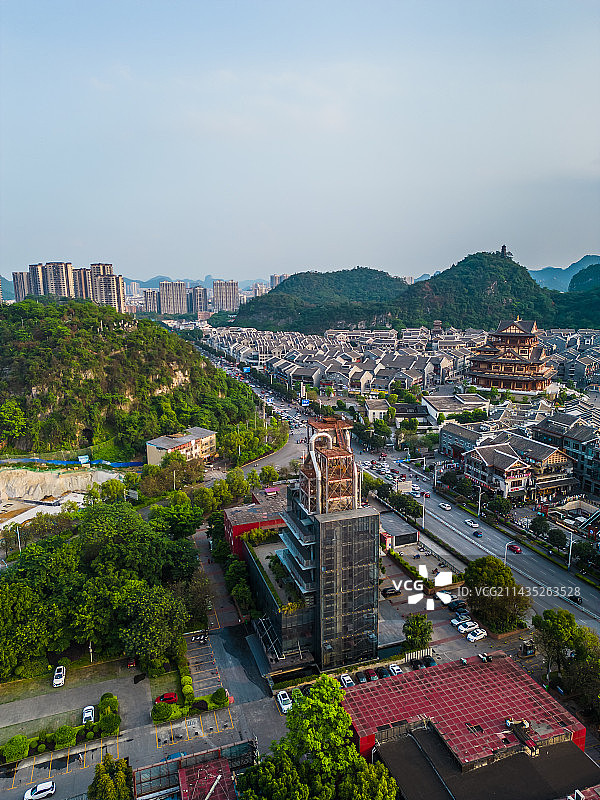 广西柳州航拍柳州公园博物馆和窑埠古镇图片素材