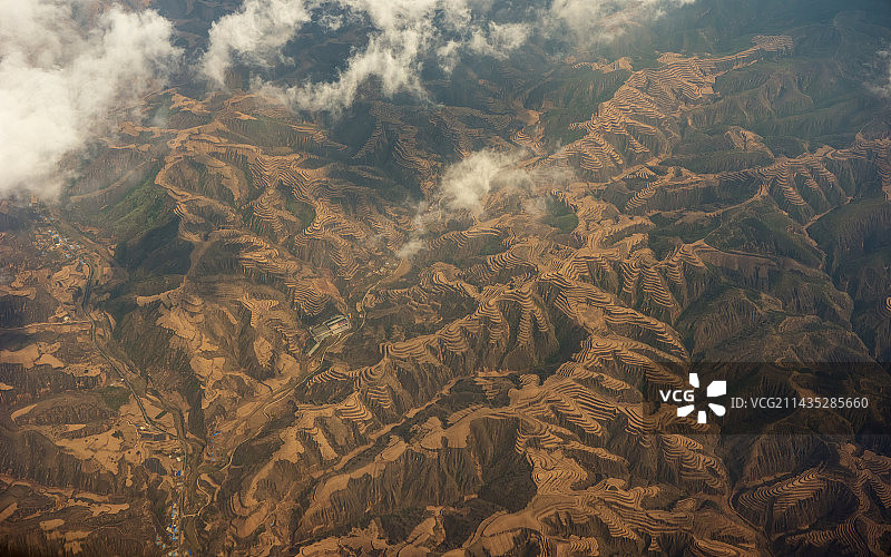 黄土高原的梯田 Loess Plateau & Terrace Field图片素材