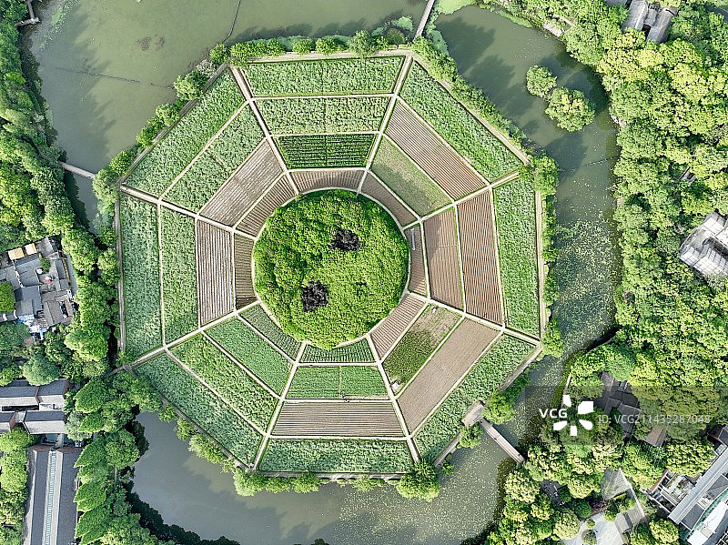 航拍杭州·八卦田遗址公园图片素材