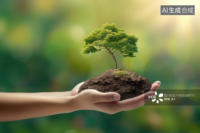 【AI数字艺术】手中的树苗图片素材