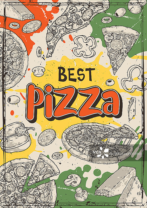 最佳披萨复古海报图片素材