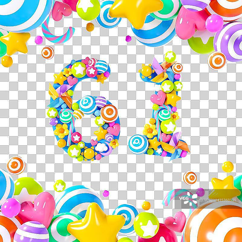 C4D立体糖果61儿童节元素图片素材