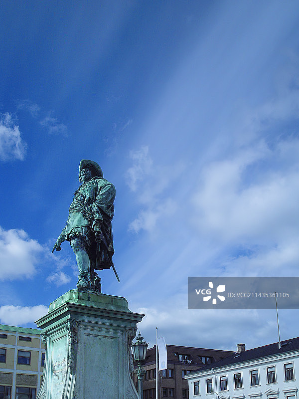 阿道夫国王铜像，古斯塔夫二世雕像，瑞典的哥德堡，斯堪的纳维亚半岛哥德堡，市政厅广场，斯堪的纳维亚半岛图片素材
