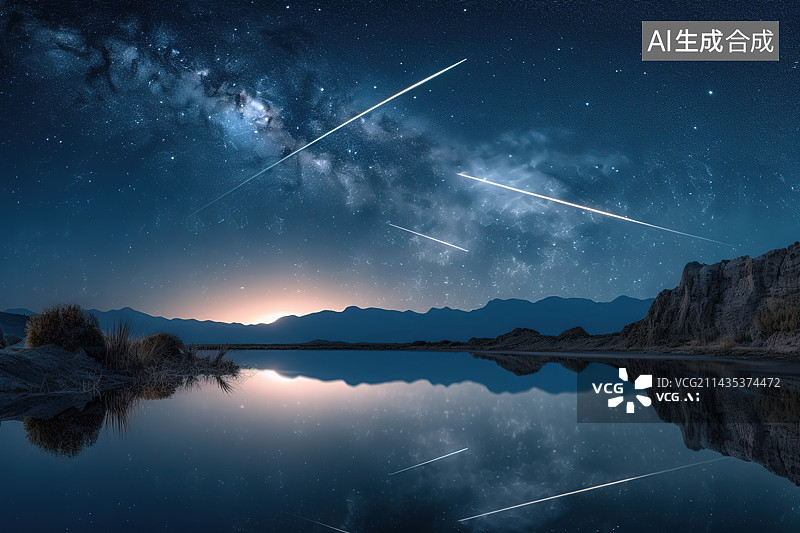 【AI数字艺术】星空下的雪山图片素材