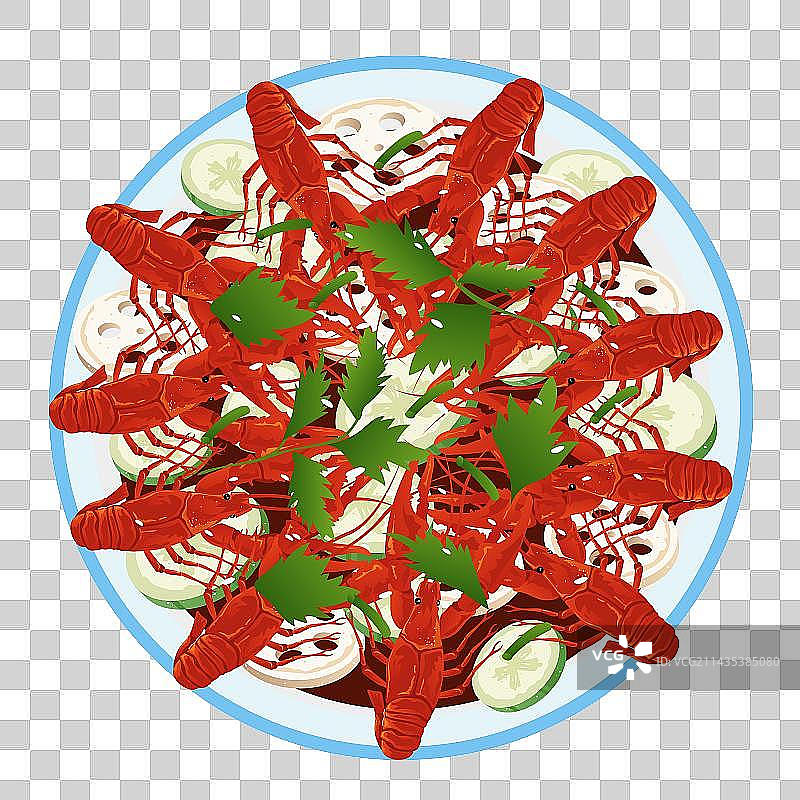 中国夏季传统美食饮食新鲜美味的麻辣蒜香小龙虾名菜菜盘图片素材