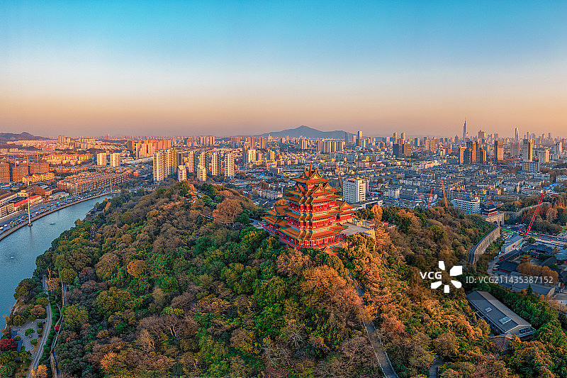 南京阅江楼日落图片素材