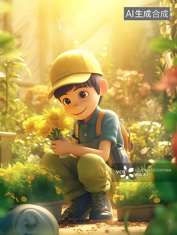 【AI数字艺术】儿童节童趣秋季自然风景三维插画图片素材