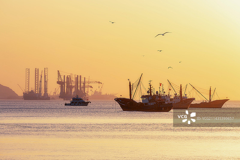 衢山岛夕阳晚霞图片素材