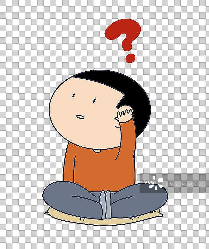 元素：疑问盘腿坐的人物图片素材