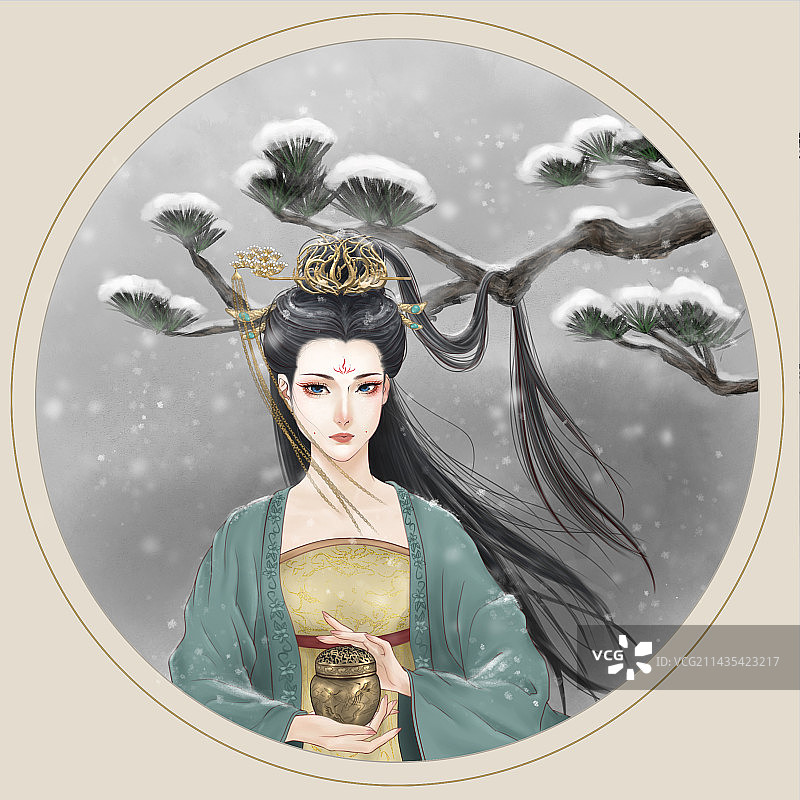 古风美人-冬 二十四节气拟人图片素材