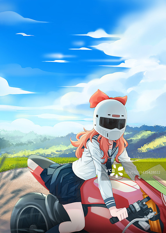 骑机车的女孩图片素材