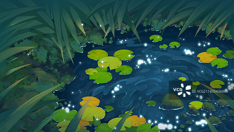 夜晚的河边图片素材