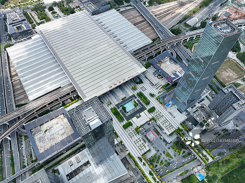 广东省深圳市龙华区深圳北站中心公园航拍图片素材